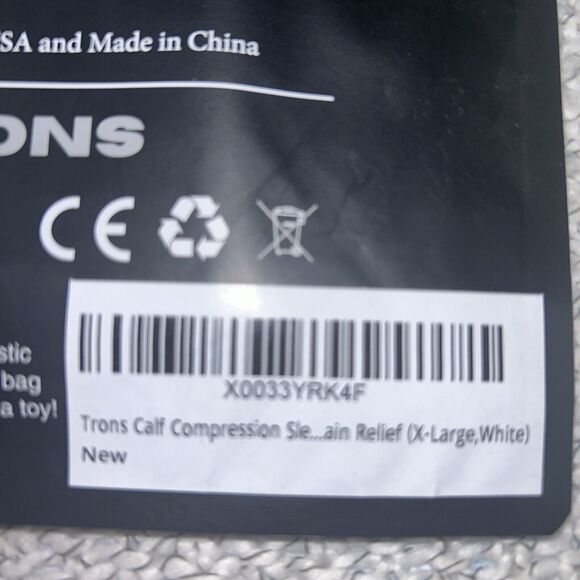 TRONS calf Compression Sleeves Xtra Large White Unisex - Picture 5 of 5